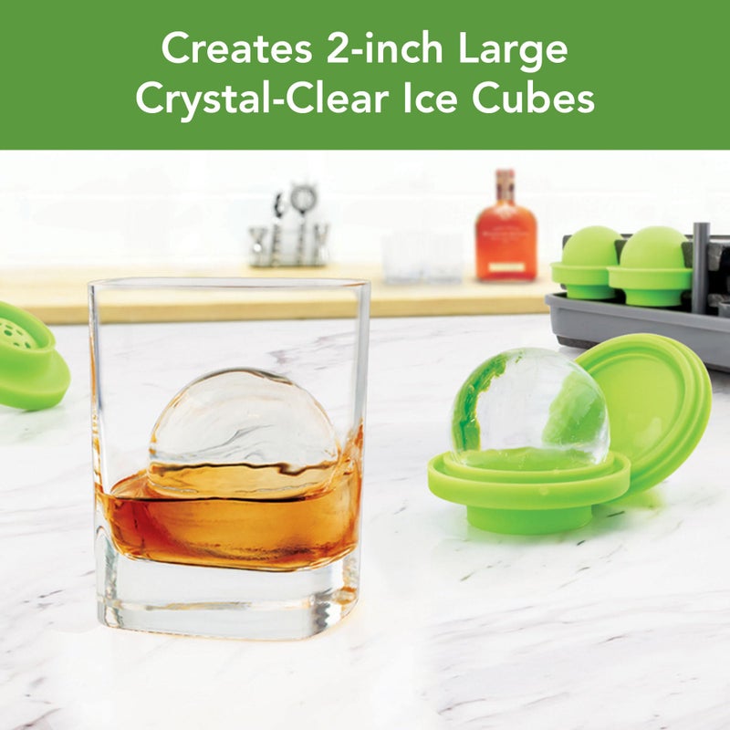 Tovolo Seamless Sphere Ice System, Compact, 2.5 Inch Crystal Clear Spheres - Set of 4 Molds,Black - Image 2